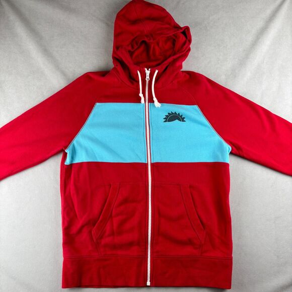 Nike Hoodie Men L Red Blue Colorblock Full Zip Graphic Logo Retro 80s 612892-687 - Picture 2 of 12